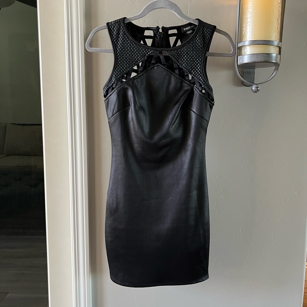 Black leather mini dress size XXS